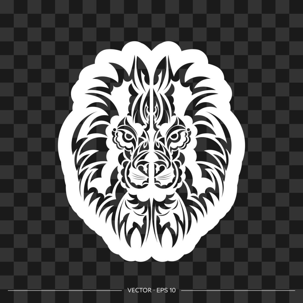 Lion print. Lion face in Mayan style. Good fabrics, postcards and printing. Vector illustration.