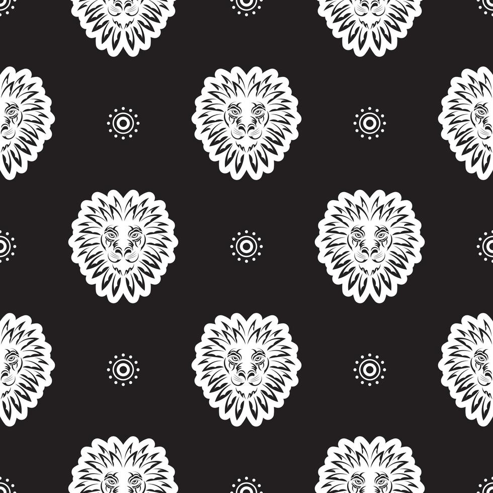 Seamless pattern with a lion's head in a simple style. Good covers, fabrics, postcards and printing. Vector