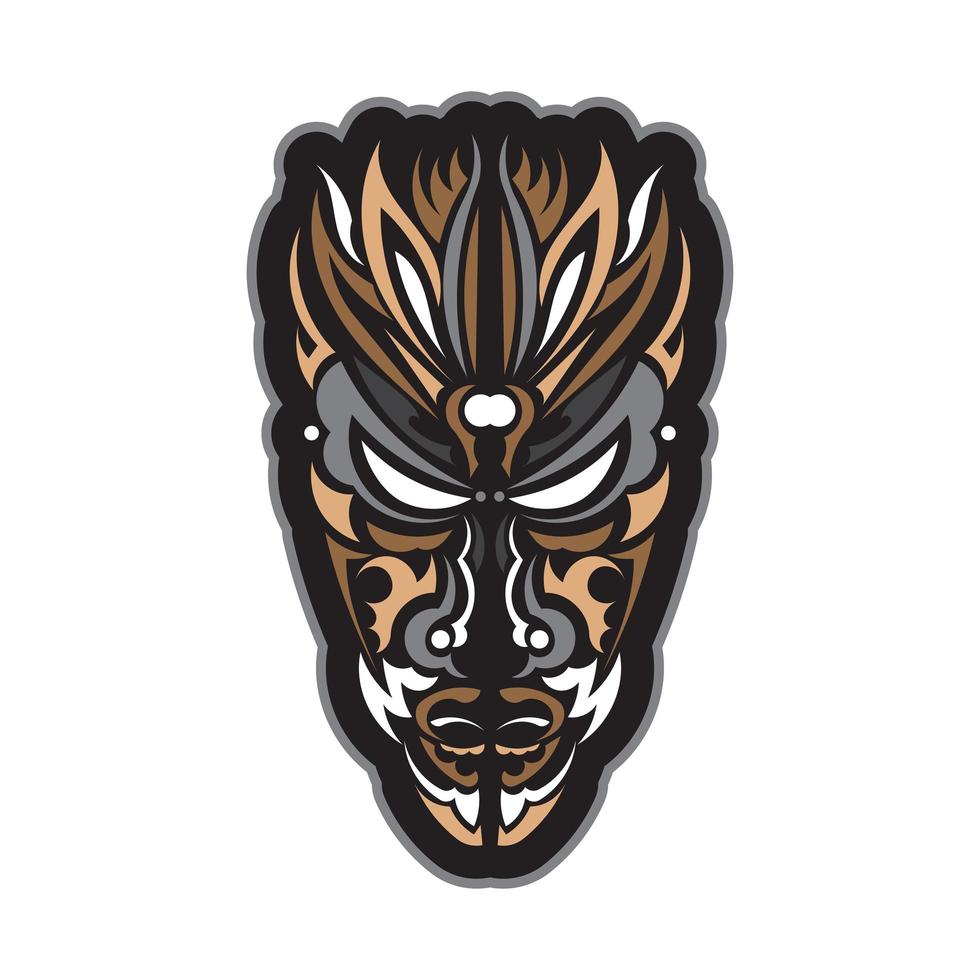Tiki mask in Maori style. Good for t-shirt prints, cups, phone cases and tattoos. Isolated. Vector illustration.