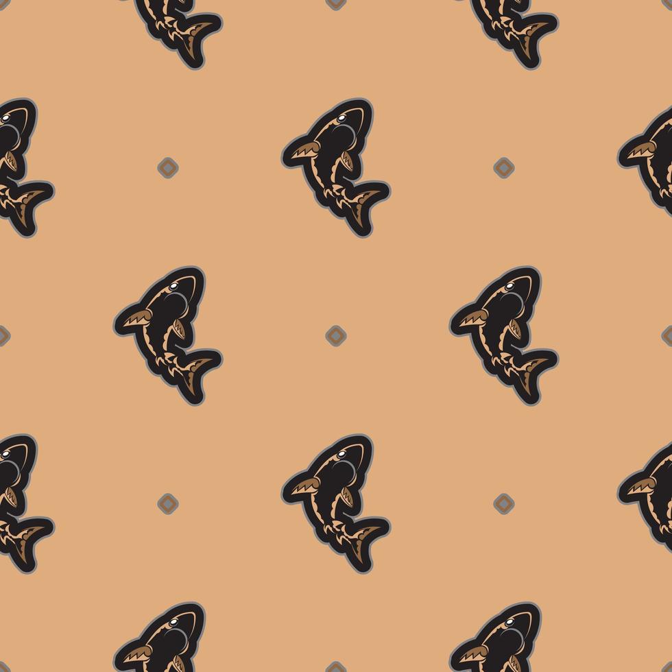 Seamless luxury pattern with sharks. Good for mural wallpaper, fabric, postcards and printing. Vector illustration.