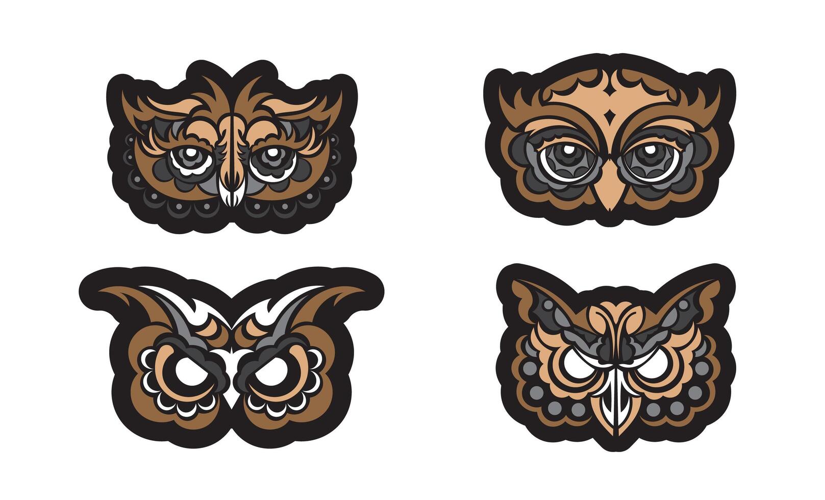Owl in boho style. Good for prints, postcards and printing. Vector illustration.