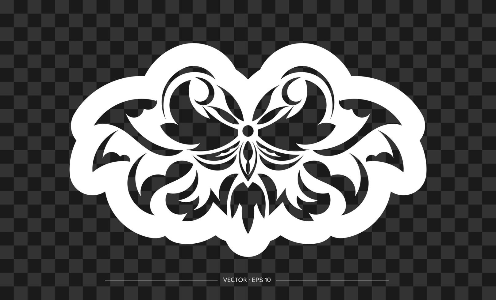 A white and black tattoo design on a transparent background vector