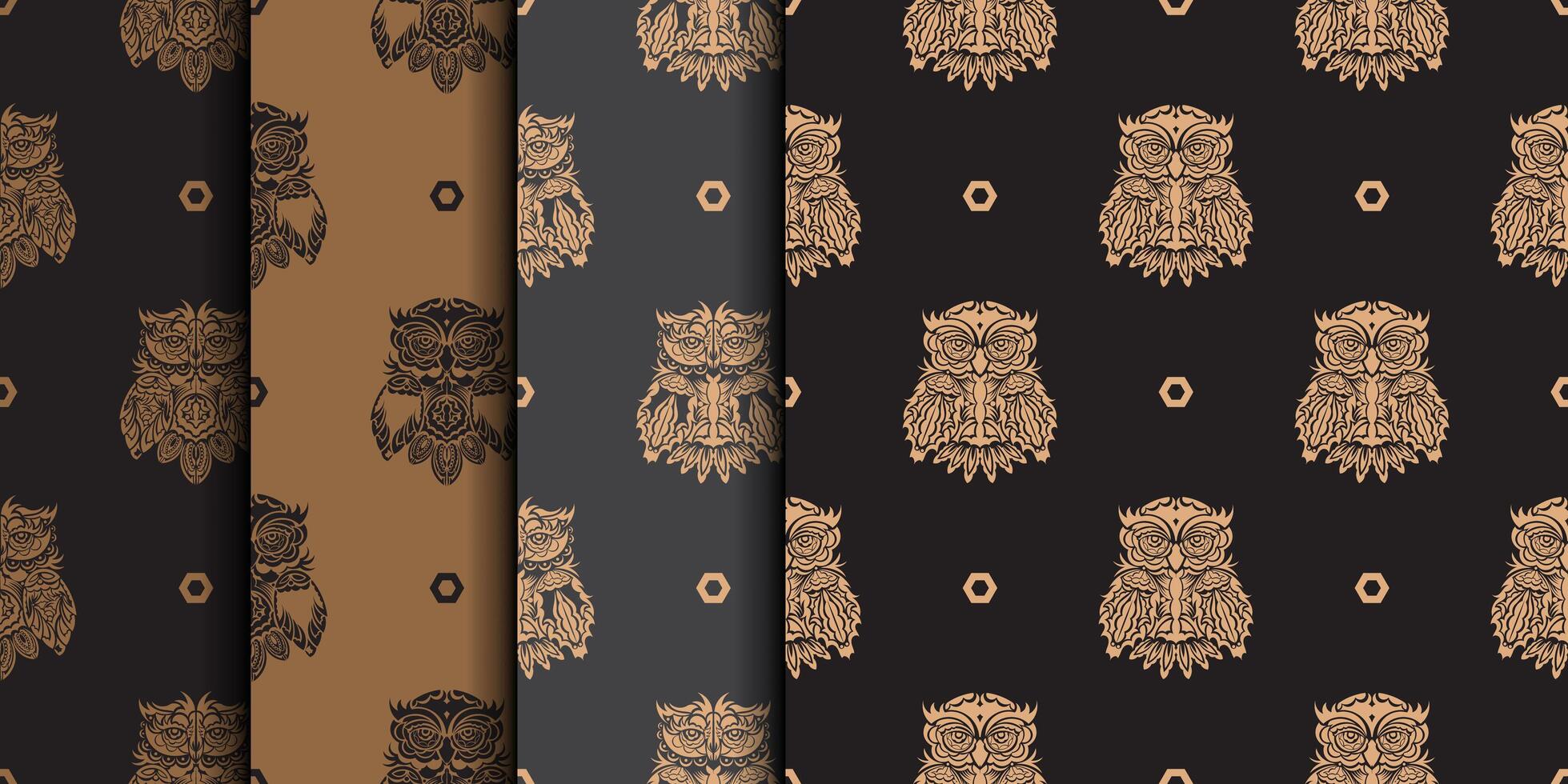 Set of Seamless patterns with owls. Exclusive design. Good for prints and textiles. illustration. vector