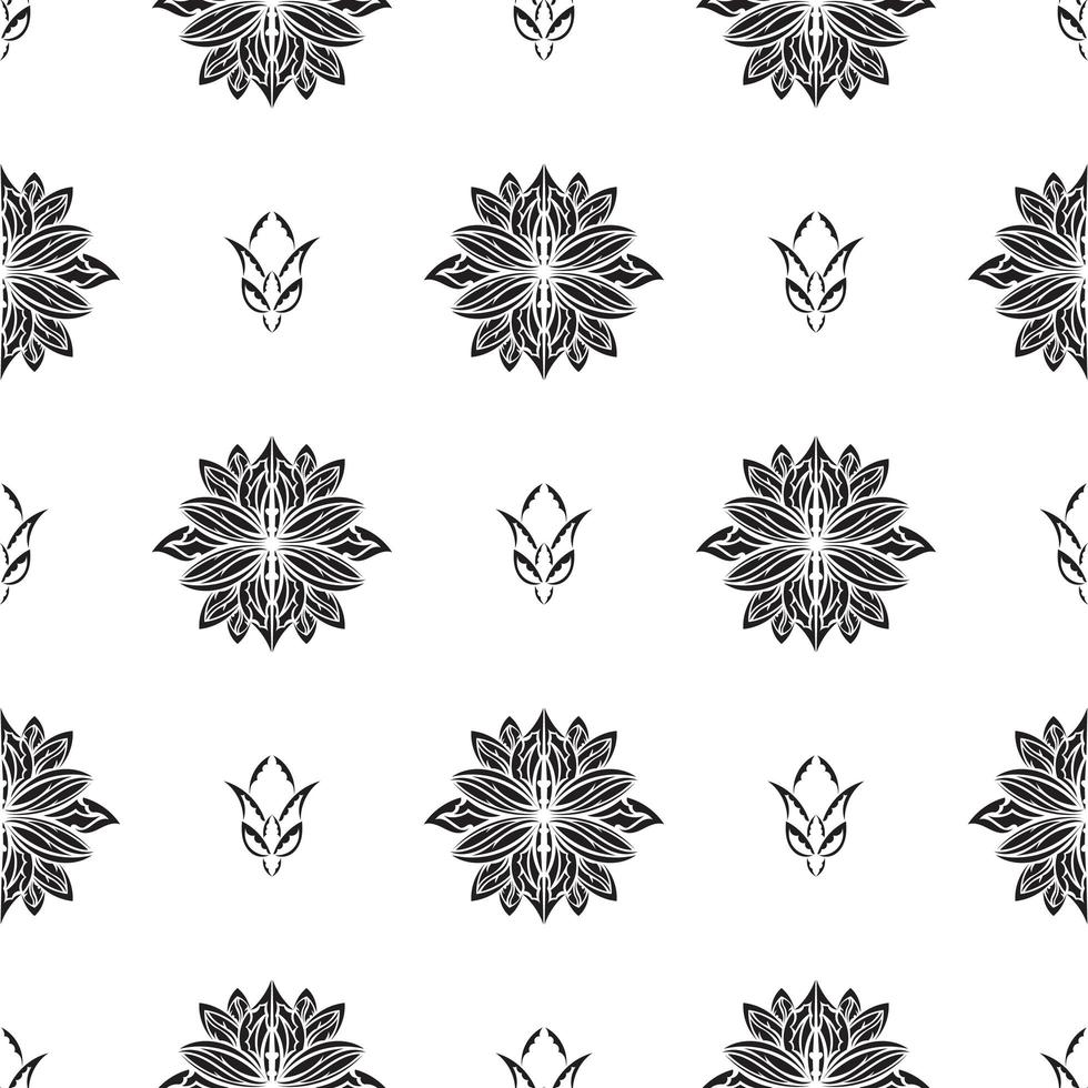 Seamless pattern with lotuses in simple style. Good for clothing, textiles, backgrounds and prints. Vector illustration.