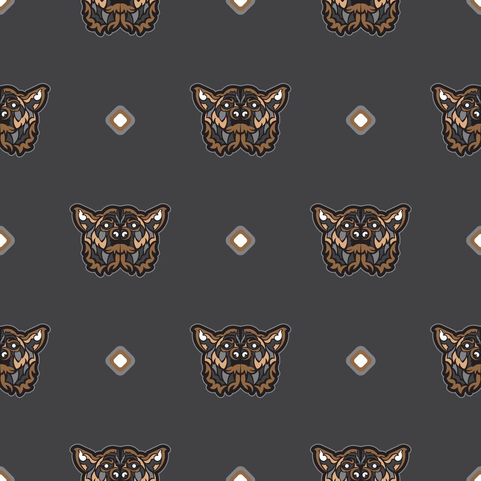 Seamless pattern with a dog's face in simple style. Good for backgrounds and prints. illustration. vector