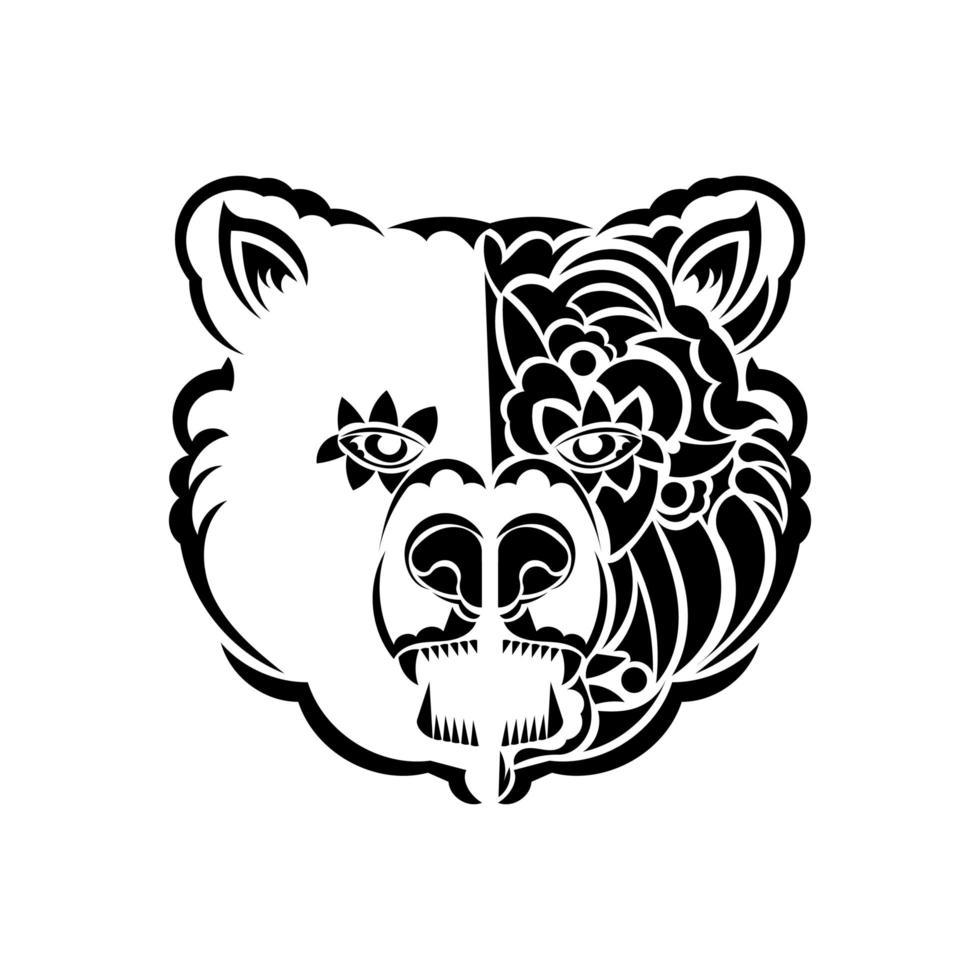 patrones de cara de oso. estilo maorí. ilustración vectorial vector