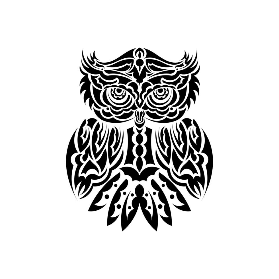 Owl from patterns of polynesia. Good for prints. Isolated on white background. Vector illustration.