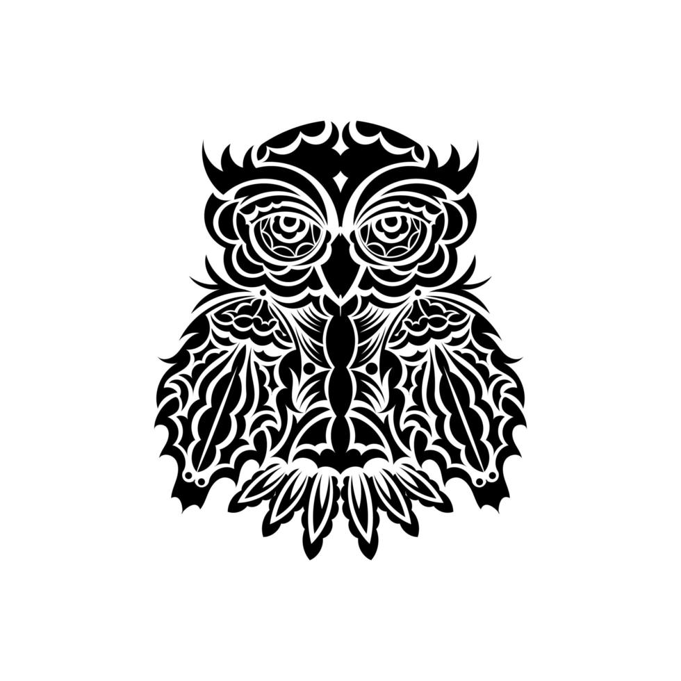 Owl tattoo. Owl from patterns. Vector