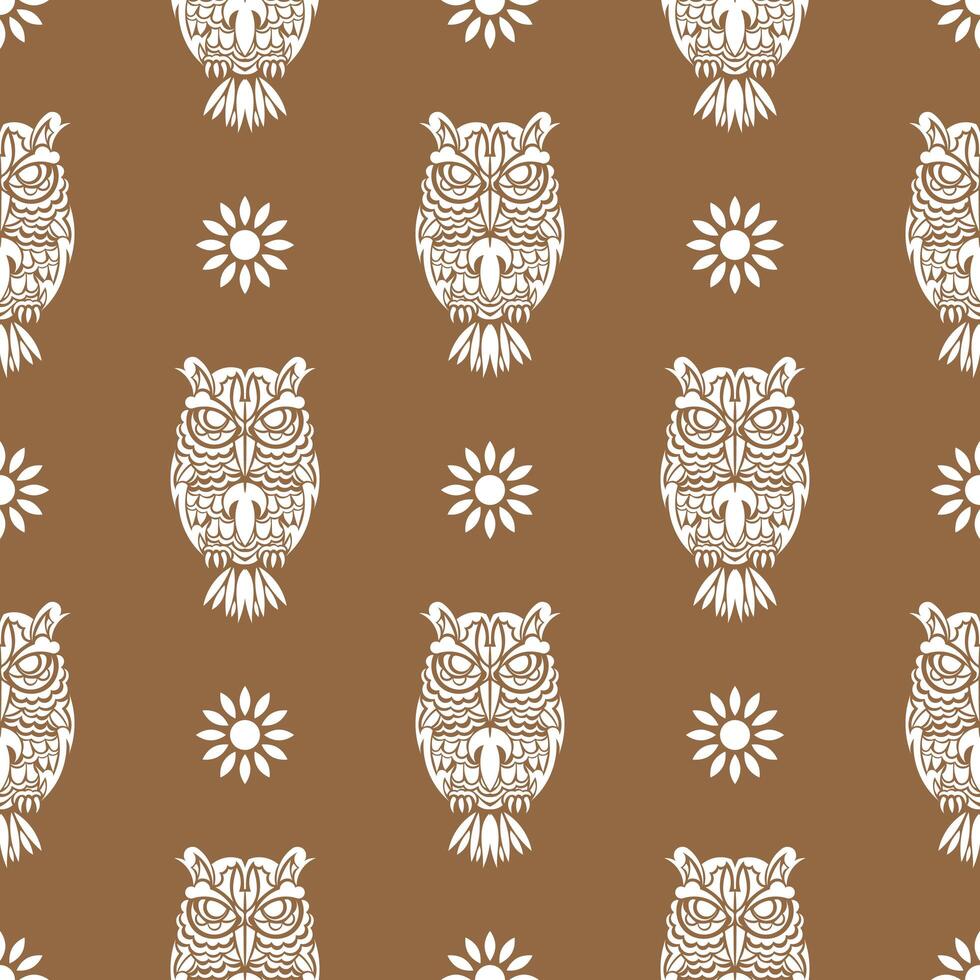 Simple owl seamless pattern in boho style. Good for clothing and textiles. illustration. vector