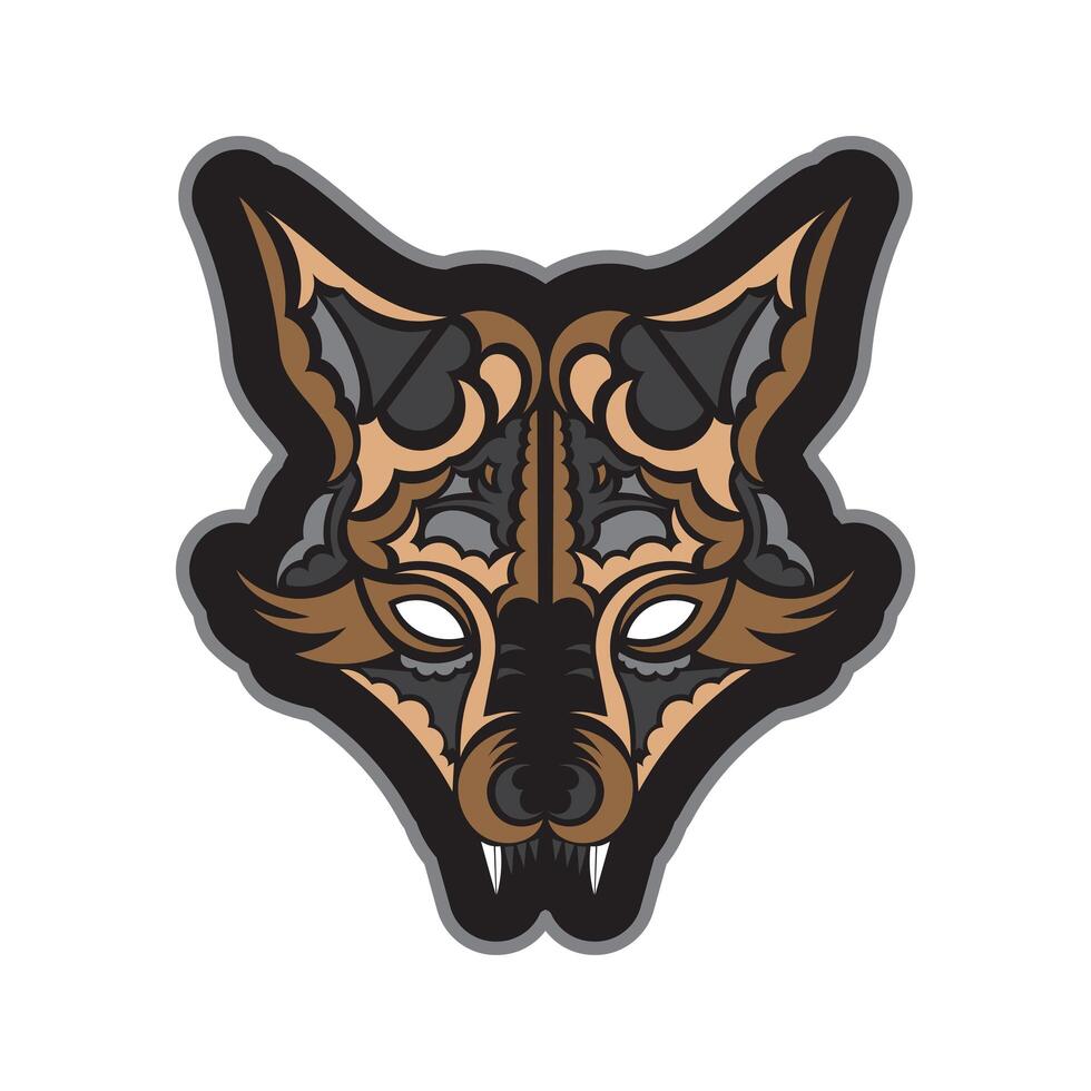 Fox face boho style pattern. Good covers, fabrics, postcards and printing. Vector illustration.