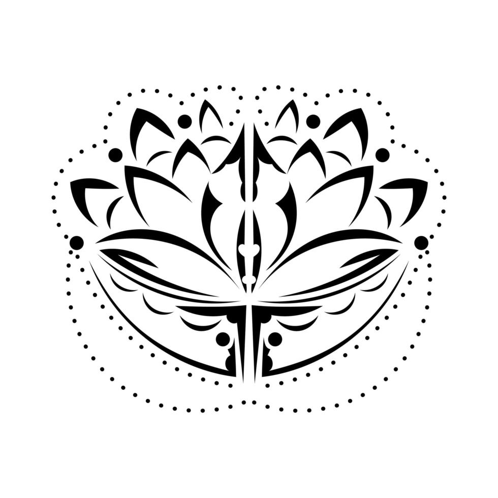 Black-white lotus pattern in Simple style. Isolated. Vector