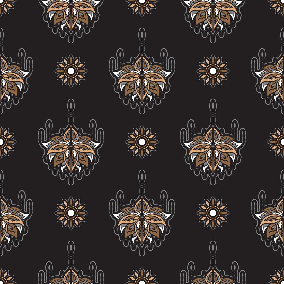 Dark lotus seamless pattern. Good for menus, postcards, books, wallpaper and fabric. Vector