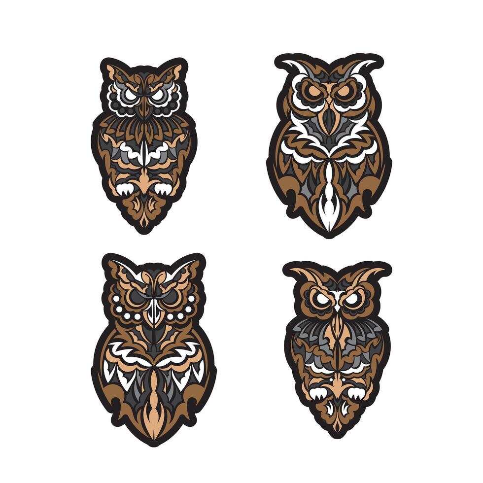 Owl in boho style. Vector illustration.