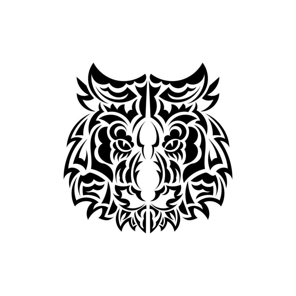 Polynesian style tiger face tattoo. Boho tiger face. Isolated. Vector