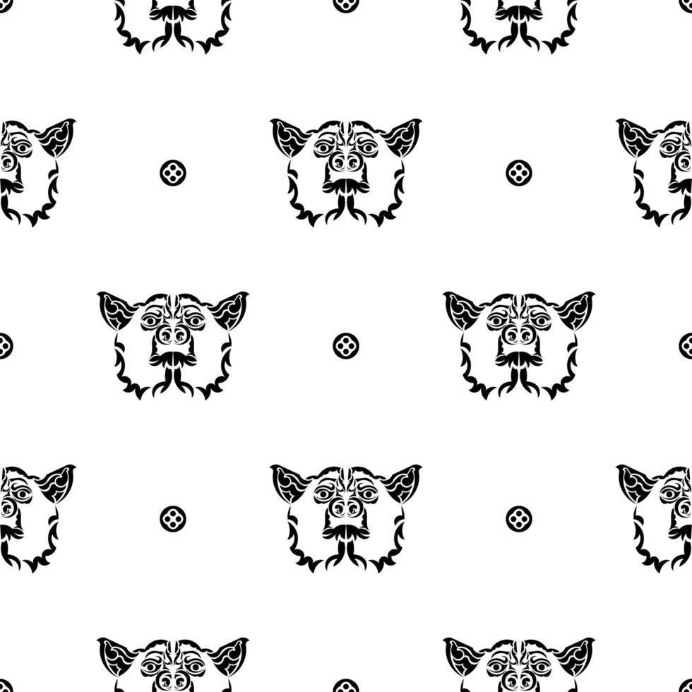 Black-white seamless pattern with a dog's face. Good for backgrounds and prints. illustration. vector