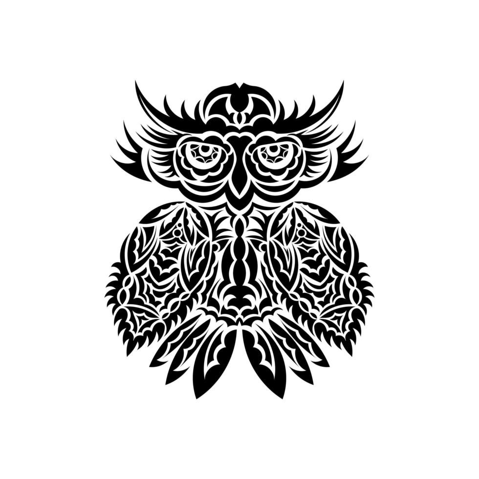 Owl from patterns of polynesia. Good for prints. Isolated on white background. Vector