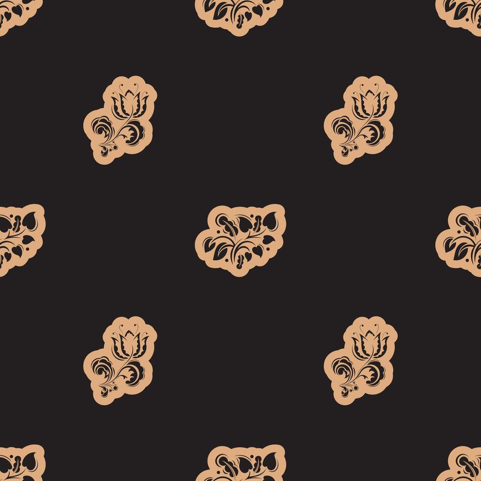Seamless luxury pattern with flowers and monograms in Simple style. Good for menus, postcards, murals and fabrics. Vector illustration.
