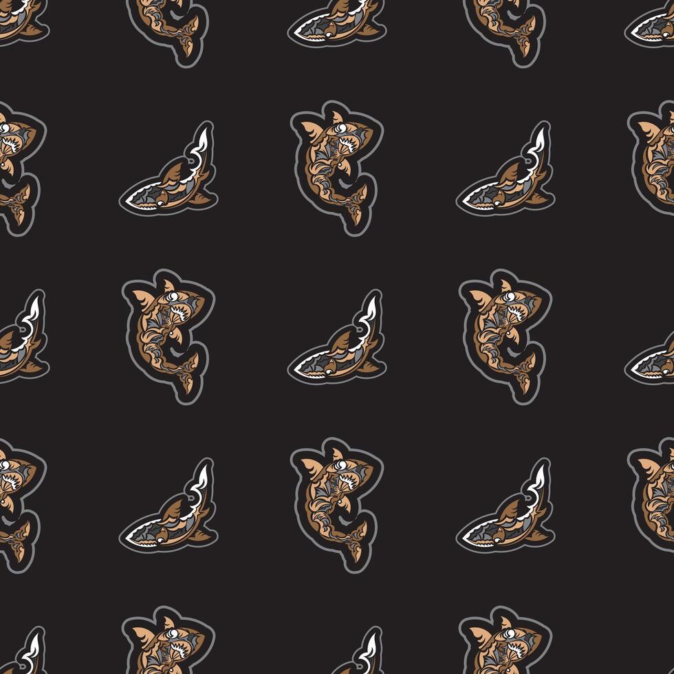 Seamless dark pattern with sharks. Good for backgrounds, prints, apparel and textiles. Vector illustration.