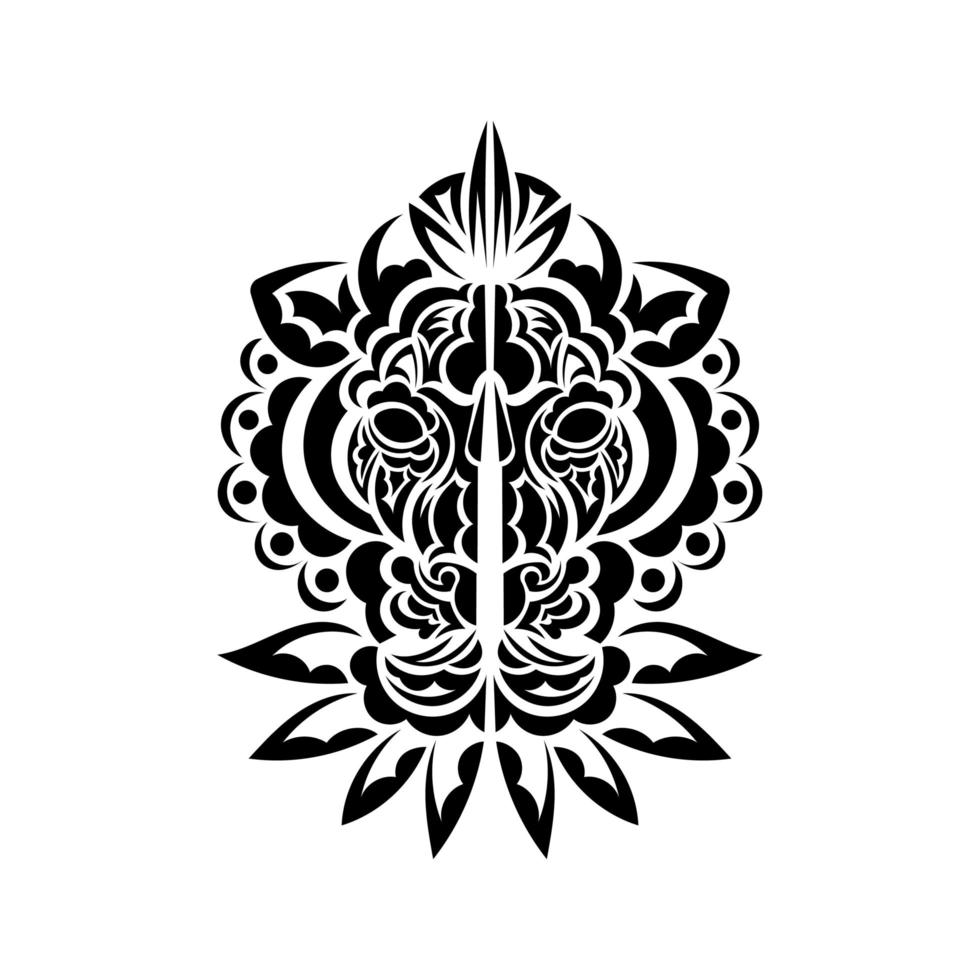 Lion tattoo on a white background. Polynesian style lion face. Vector