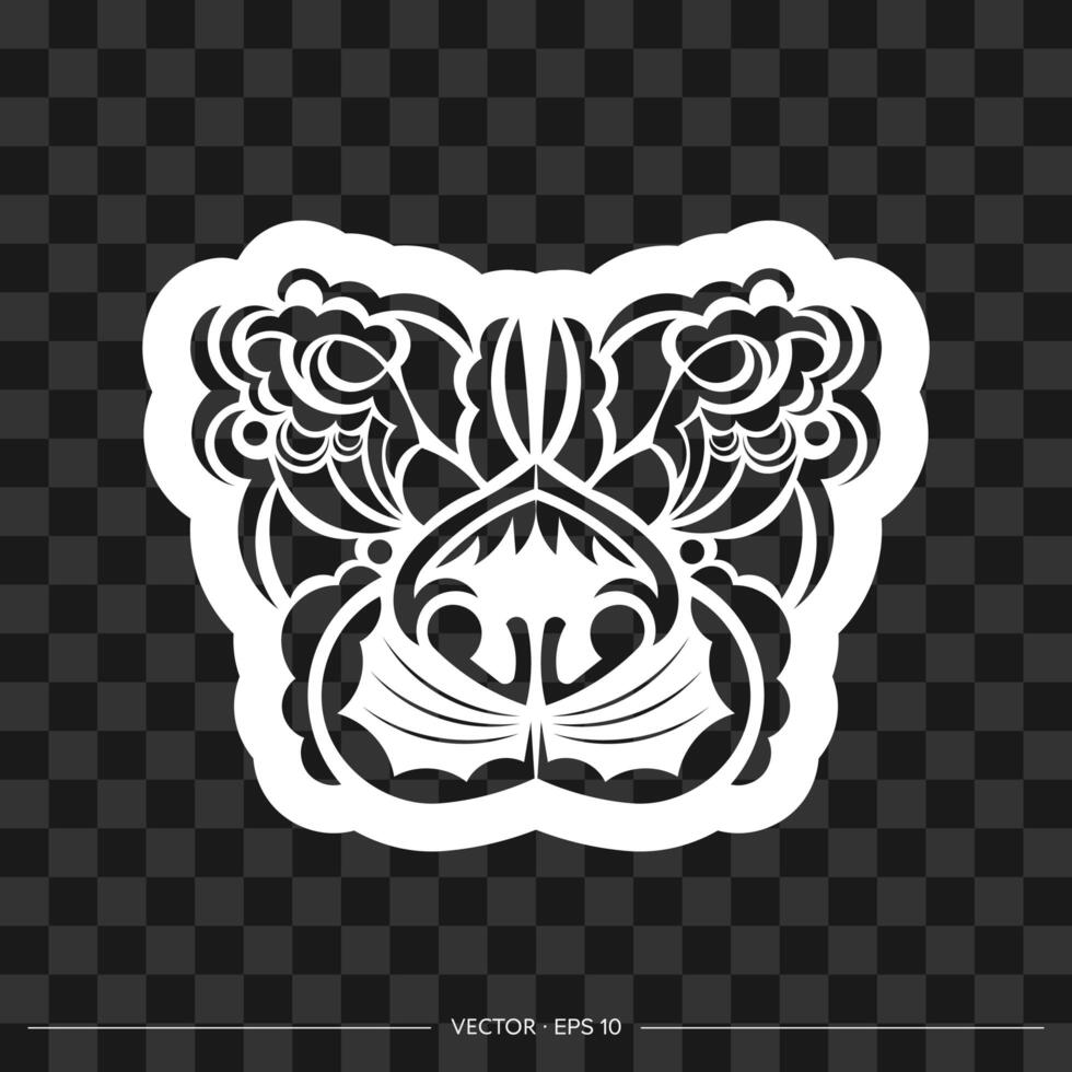 Lion print. Lion face in Maori style. Good for textiles and prints. Vector illustration.