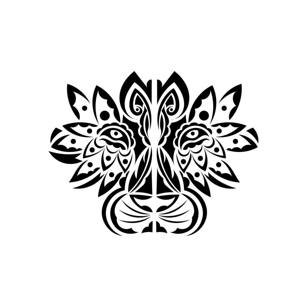 tatuaje de león sobre un fondo blanco. cara de león maya. ilustración vectorial vector