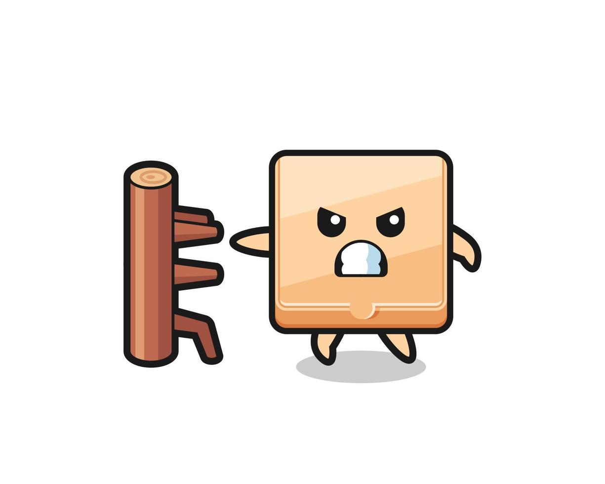 pizza box cartoon illustration as a karate fighter vector