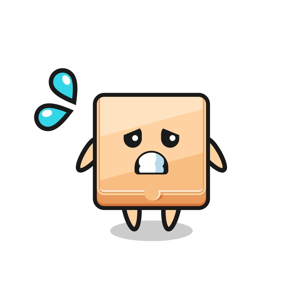 pizza box mascot character with afraid gesture vector