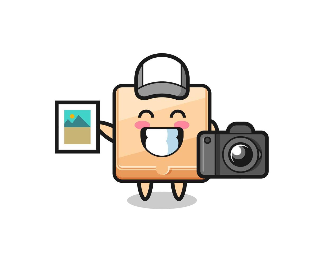 Character Illustration of pizza box as a photographer vector