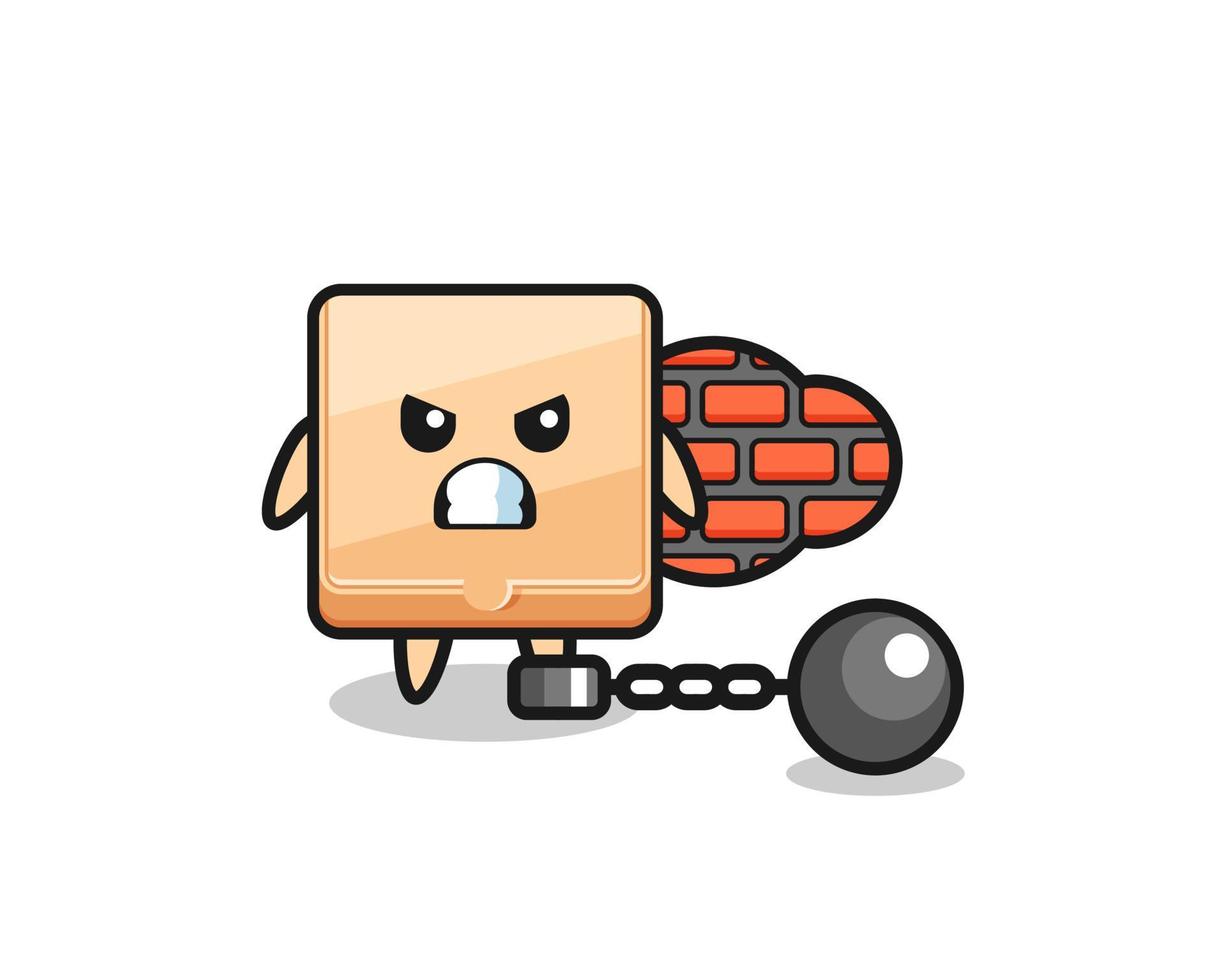 mascota del personaje de la caja de pizza como prisionera vector