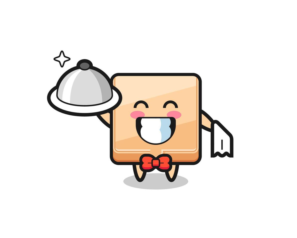 Character mascot of pizza box as a waiters vector