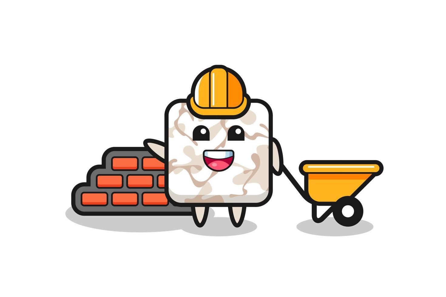 Cartoon character of ceramic tile as a builder vector