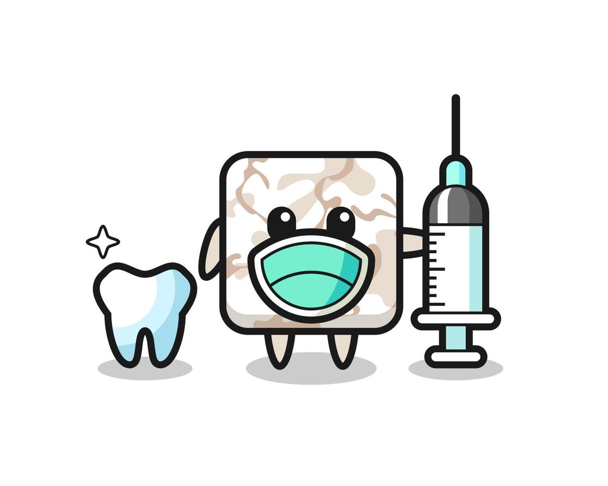 personaje mascota de baldosas de cerámica como dentista vector