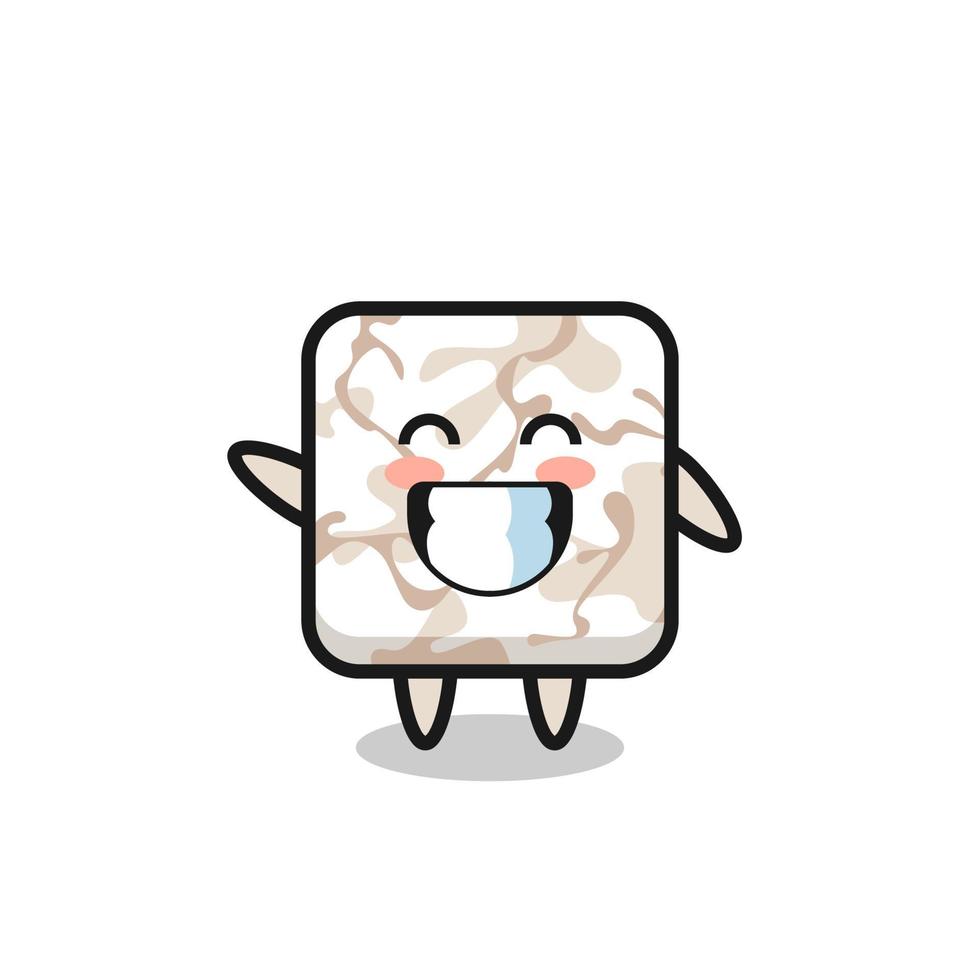 ceramic tile cartoon character doing wave hand gesture vector