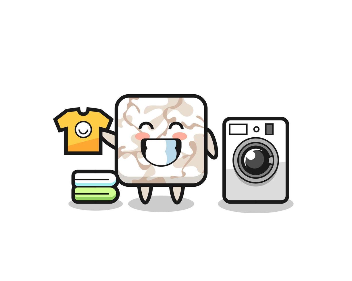 Mascot cartoon of ceramic tile with washing machine vector