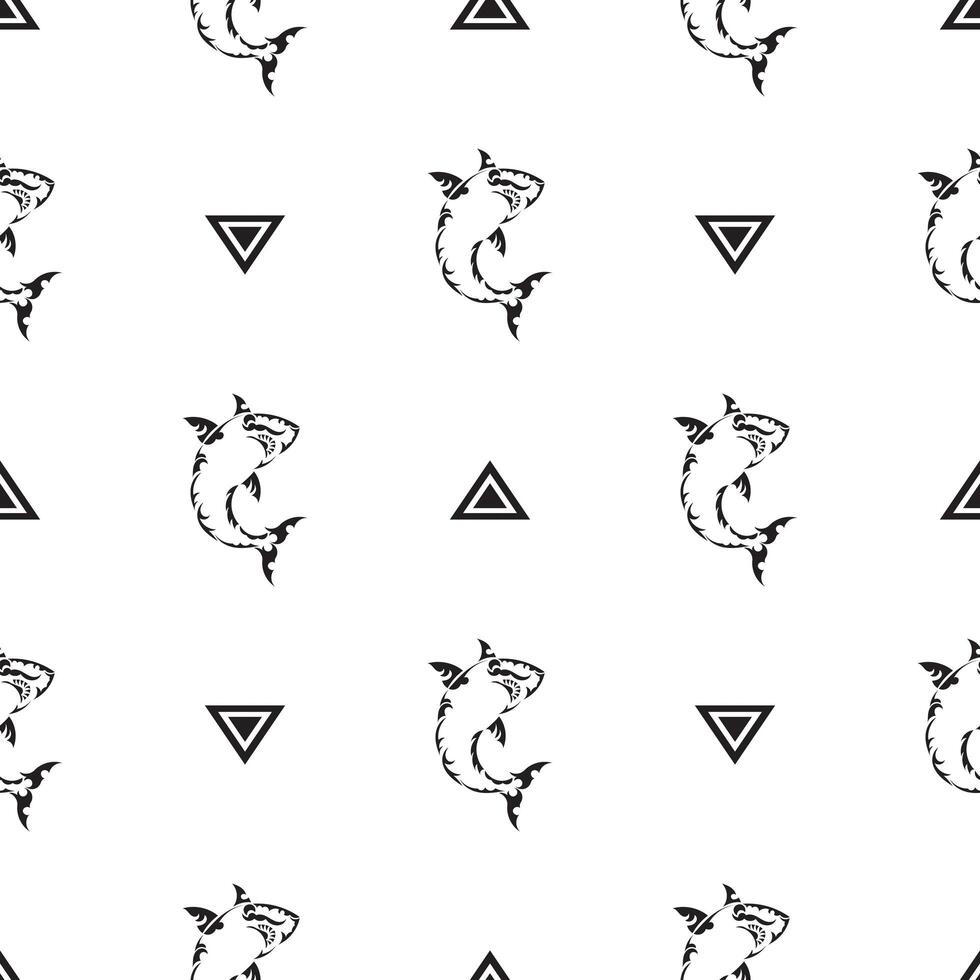 Seamless black and white pattern with sharks. Good for backgrounds and prints. illustration. vector