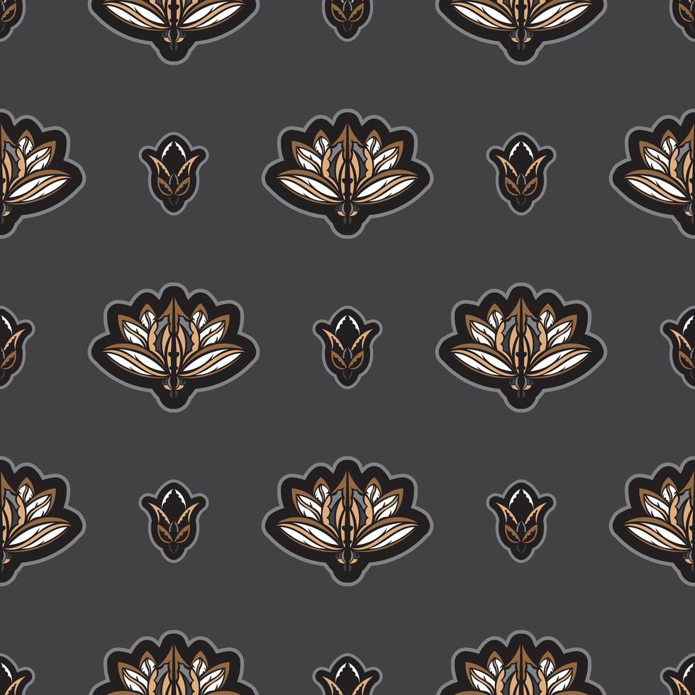 Seamless pattern with lotuses. Expensive and luxurious style. Good for mural wallpaper, fabric, postcards and printing. Vector illustration.