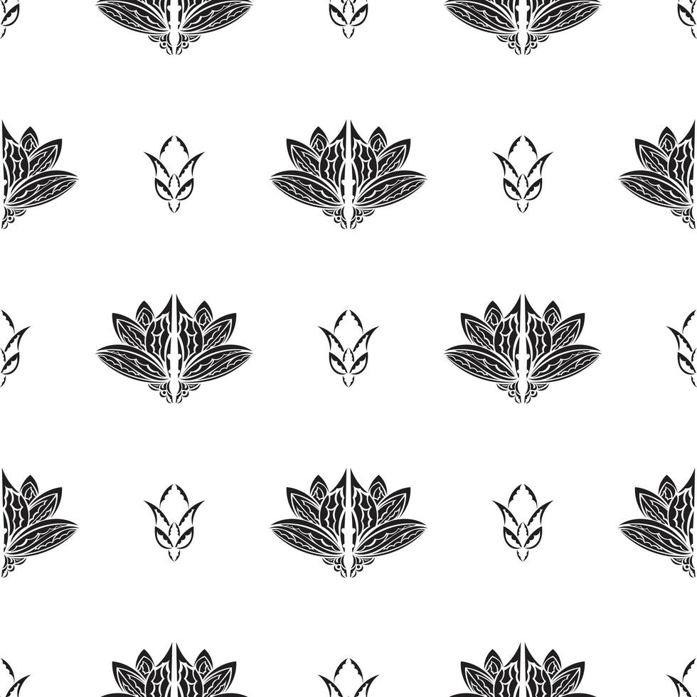 Seamless pattern with lotuses in simple style. Good for mural wallpaper, fabric, postcards and printing. Vector