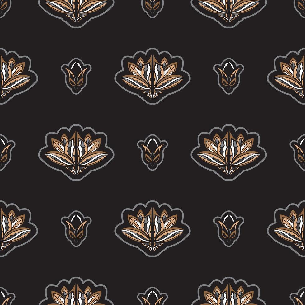 Seamless pattern with lotuses. Expensive and luxurious style. Good for mural wallpaper, fabric, postcards and printing. Vector