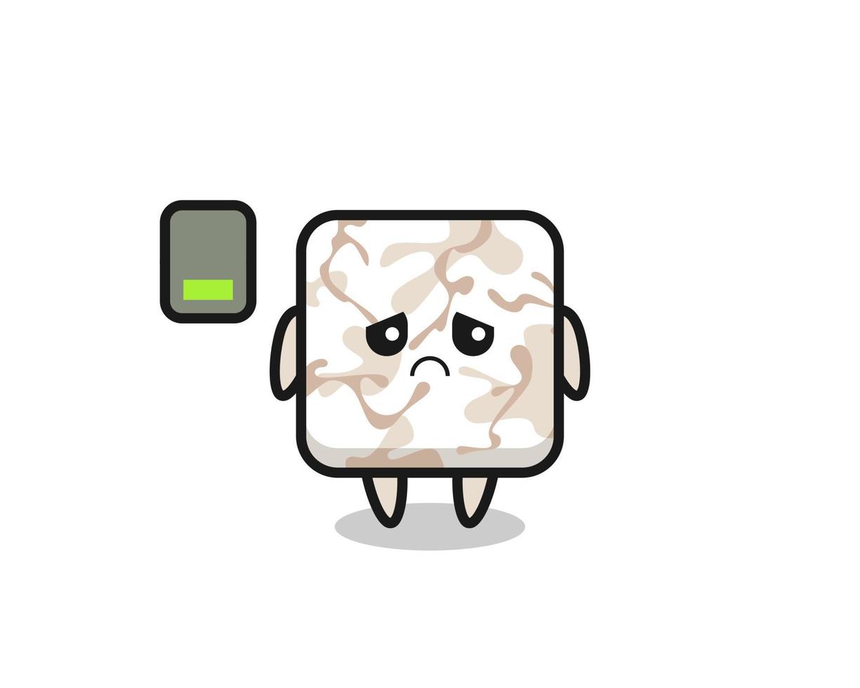 ceramic tile mascot character doing a tired gesture vector