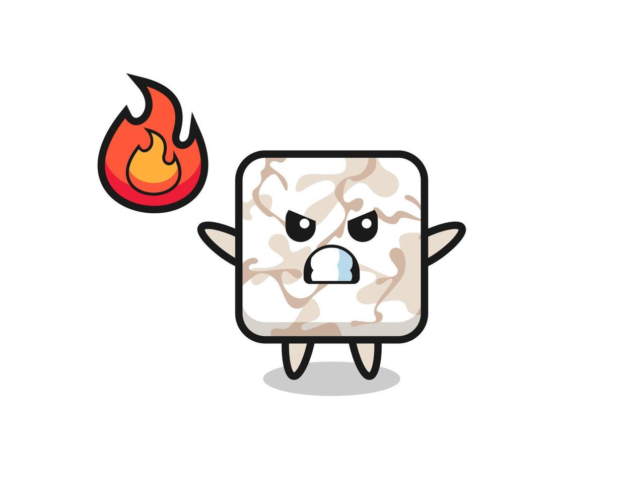 ceramic tile character cartoon with angry gesture vector