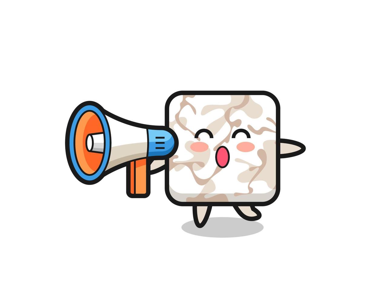 ceramic tile character illustration holding a megaphone vector