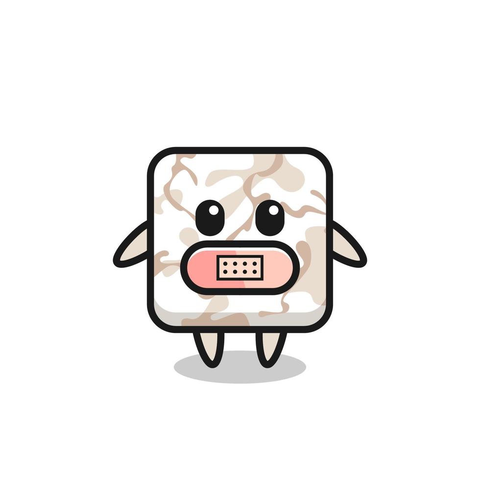 Cartoon Illustration of ceramic tile with tape on mouth vector