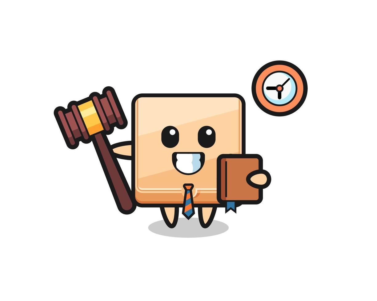 Mascot cartoon of pizza box as a judge vector