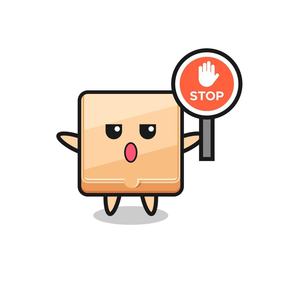 ilustración de personaje de caja de pizza con una señal de stop vector