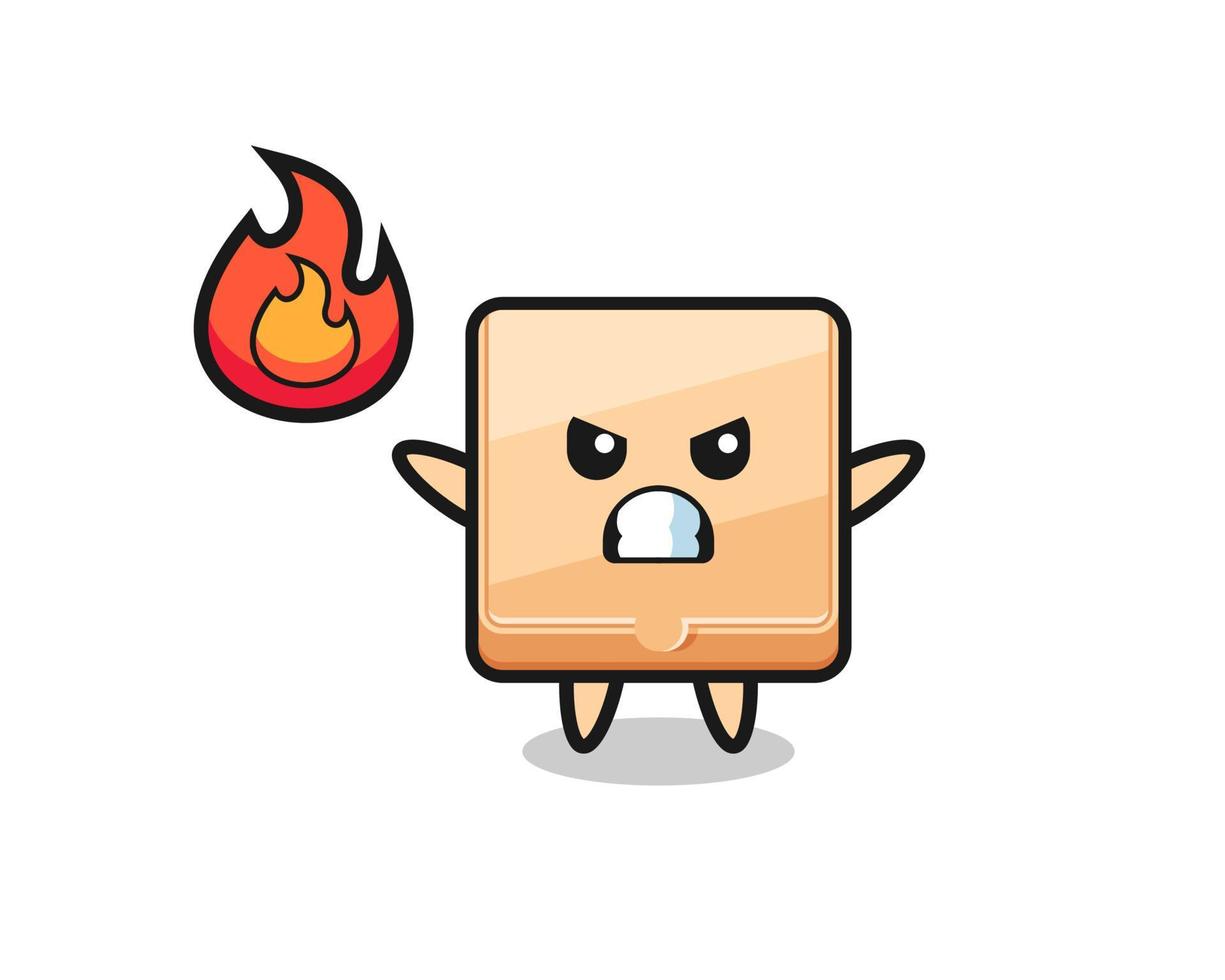 pizza box character cartoon with angry gesture vector