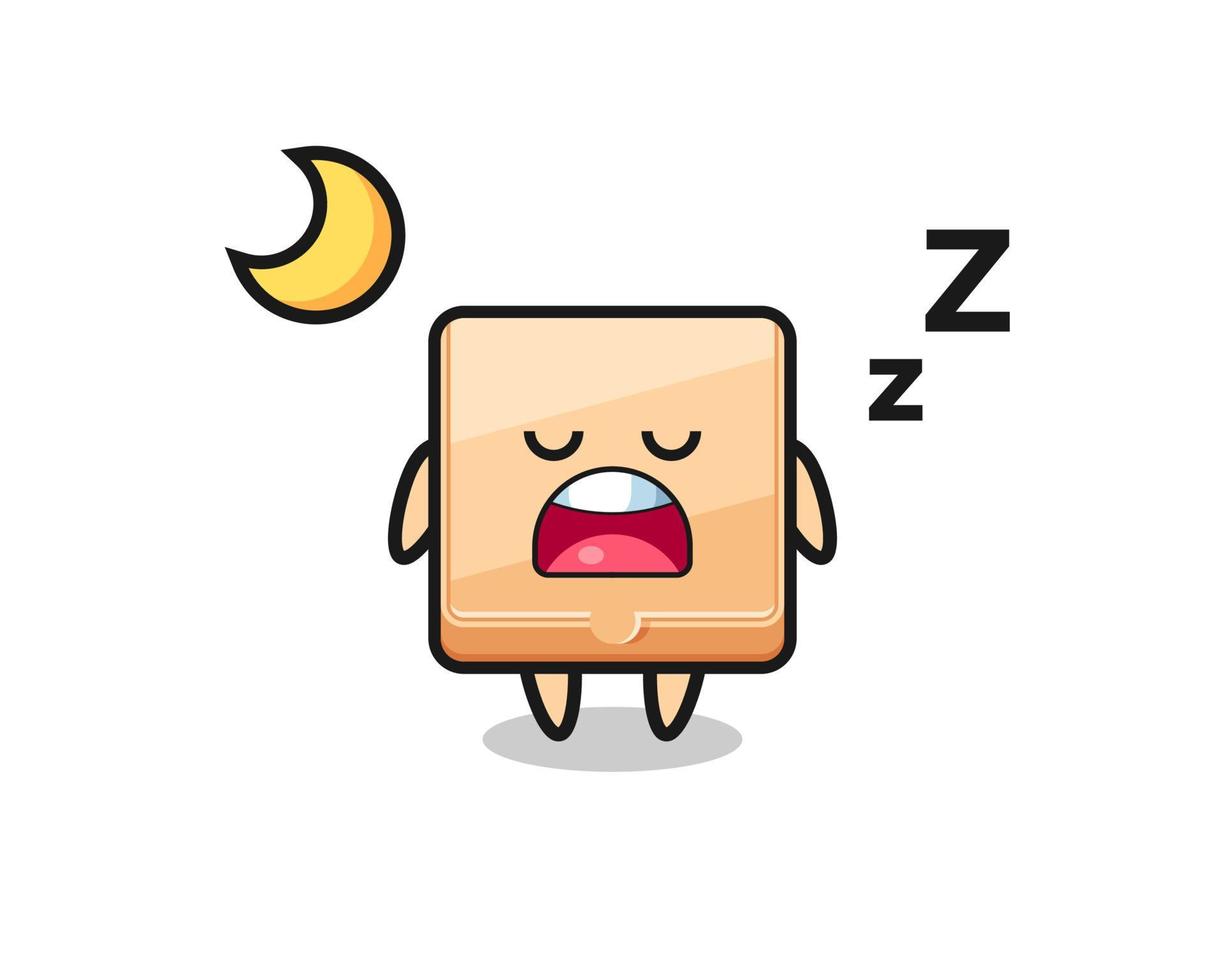 ilustración de personaje de caja de pizza durmiendo en la noche vector