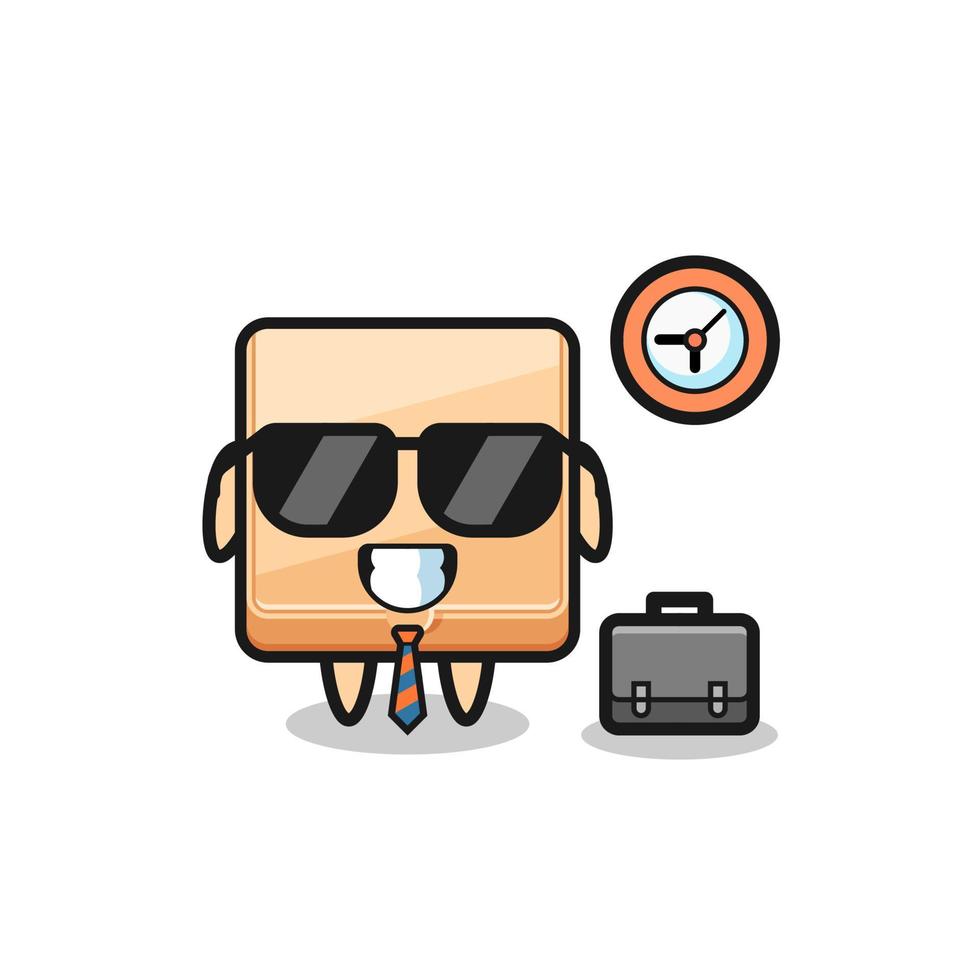 Cartoon mascot of pizza box as a businessman vector