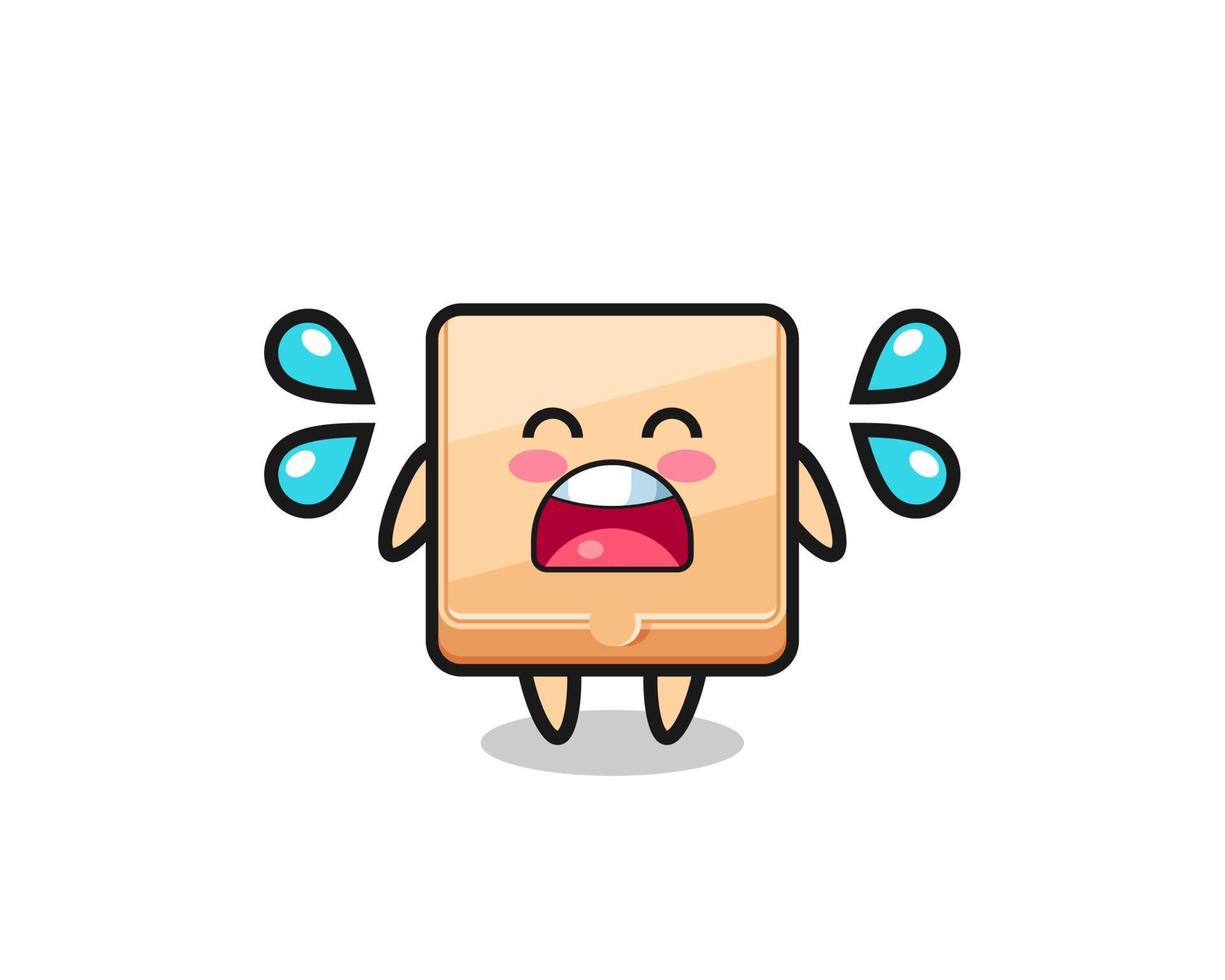 pizza box cartoon illustration with crying gesture vector