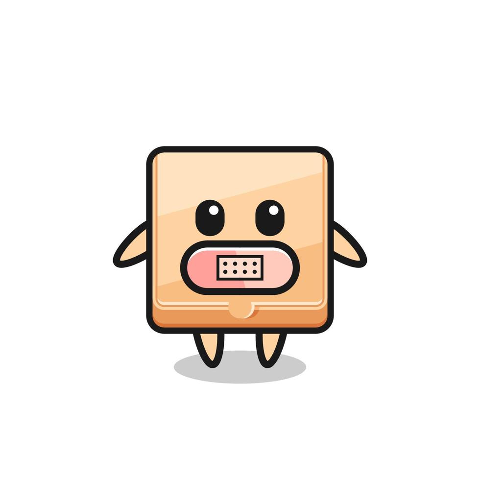 Cartoon Illustration of pizza box with tape on mouth vector