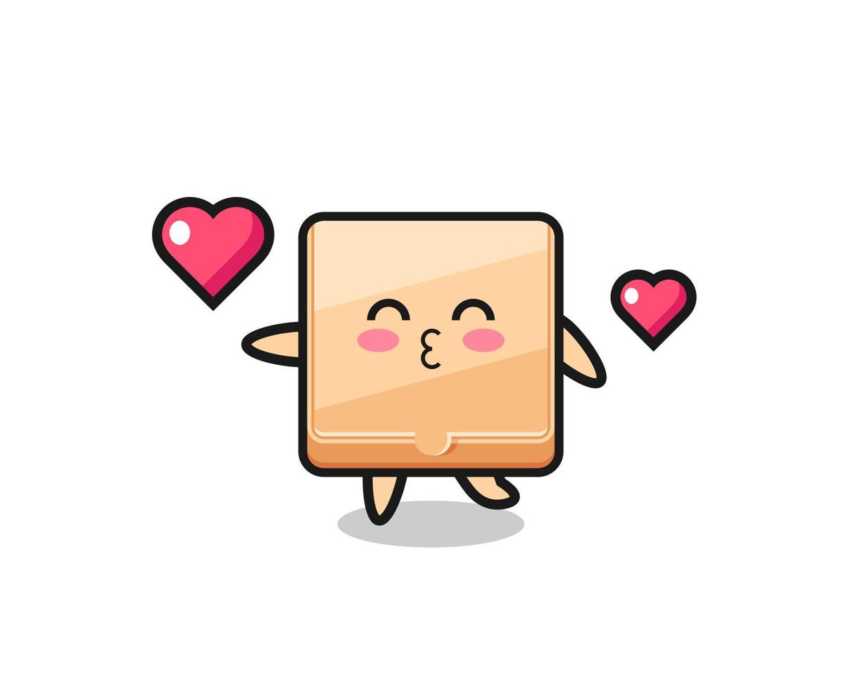 pizza box character cartoon with kissing gesture vector
